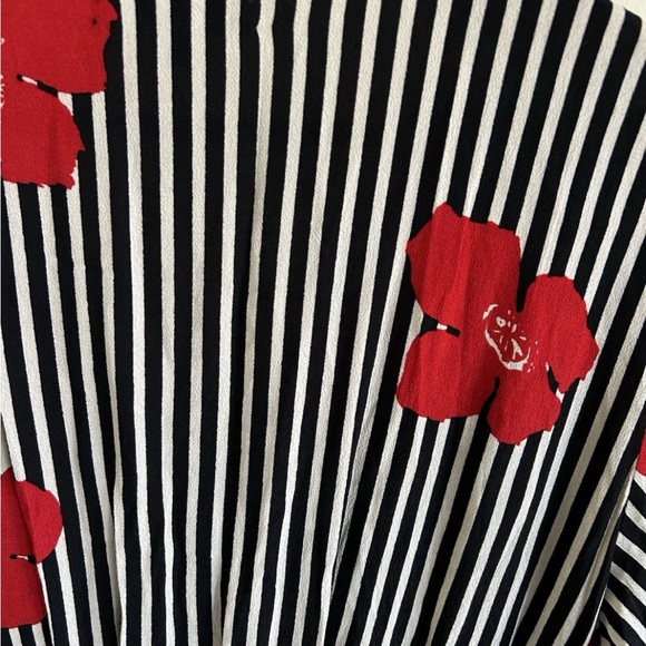 Madewell Ruffle Wrap Dress Sz 12 Black White Mini Floral classic preppy modern - Picture 5 of 14